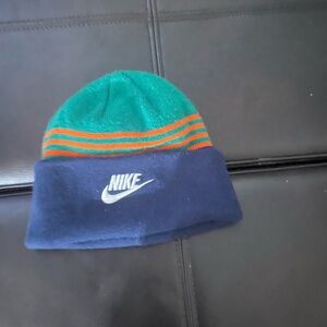 Nike Kids' Green and Navy Striped Beanie
